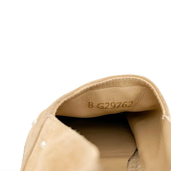 Chanel Beige Pearl Studded CC Logo Two Tone Black Cap Toe Suede Espadrilles 37 - Picture 11 of 11